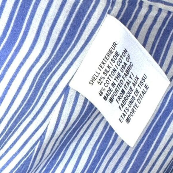 Milly New York Luna Top Stripe Bell Sleeve Peplum in Blue & White 8 - Picture 11 of 12